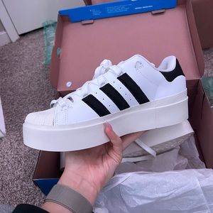 Adidas Superstar platform Bonega white black